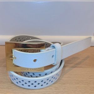 Vince Camuto White Skinny Belt